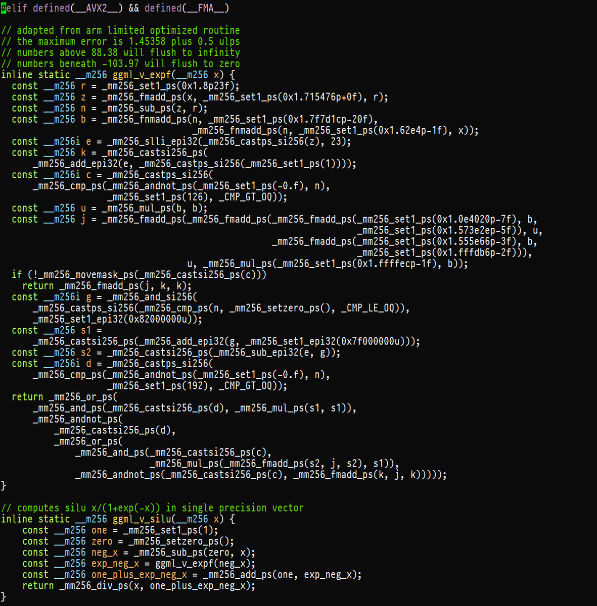 I just wrote brand new exponent functions for llamafile and llama.cpp ...