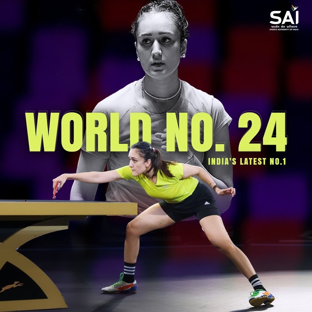 #TableTennis: Manika Batra becomes the #first Indian woman paddler to break into the #top25 of the World's Women's Singles Rankings. She rose to her career-best ranking of 24 following her success in the Saudi Smash.

@manikabatra_TT