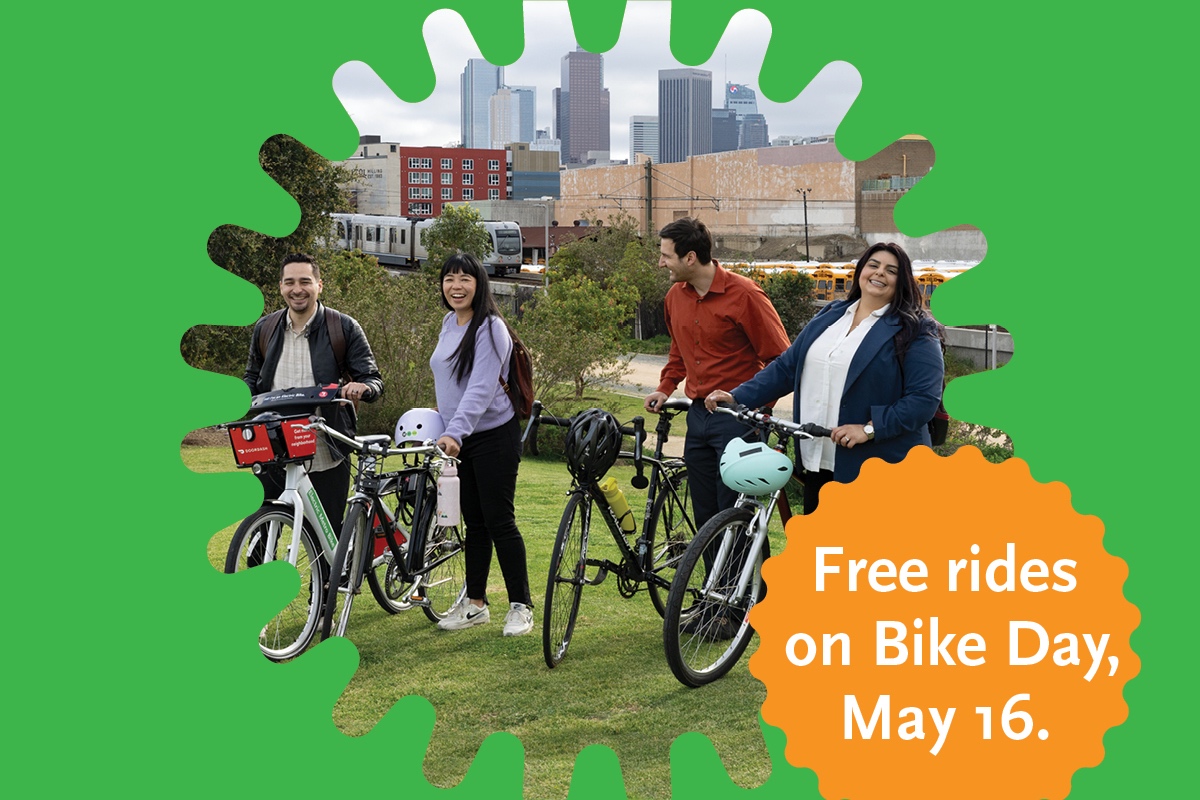 FREE RIDES on 🚍🚊🚲🚐 on Thursday! Metro Bike promos for Bike Month: mtro.la/C4Bm50RGnbl To redeem free Micro ride, use code BIKEDAY24 Plan trips with Google/Apple maps, mtro.la/7UFW50RGnbm