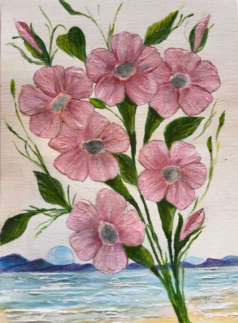 The 1st fingerprint painting for a @3wishesproject_ at @OliveViewUCLA & it's absolutely beautiful! Request was flowers, fav colors are pink & blue. The center of the flowers are the fingerprints of the deceased patient. Hoping the family will find some comfort & joy to see it.