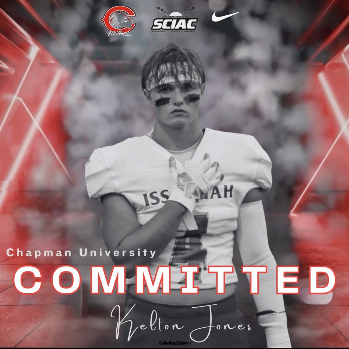 Kelton Jones (@keltonpjones) on Twitter photo Blessed to announce I am officially COMMITTED to Chapman University!!! Thank you to my family and all of my coaches who have supported me throughout the years. <a href="/Chapman_Fb/">Chapman University Football</a> <a href="/issaquahfb/">Issaquah Football</a> Blessed to announce I am officially COMMITTED to Chapman University!!! Thank you to my family and all of my coaches who have supported me throughout the years. <a href="/Chapman_Fb/">Chapman University Football</a> <a href="/issaquahfb/">Issaquah Football</a>