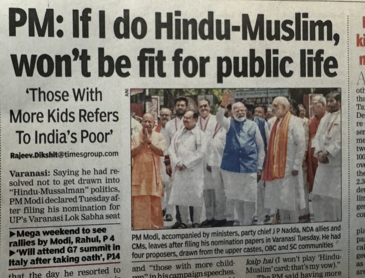 How many BRAZEN LIES does this individual utter? @narendramodi’s “entire” political career has been BASED on the Hindu Muslim divide. “Mangalsutra” “mutton” “Mughal” “Ghuspetiya” “clothes” “shamshaan-kabristan” “hum paanch unke pachees.” Now this — the ultimate jumla from the…