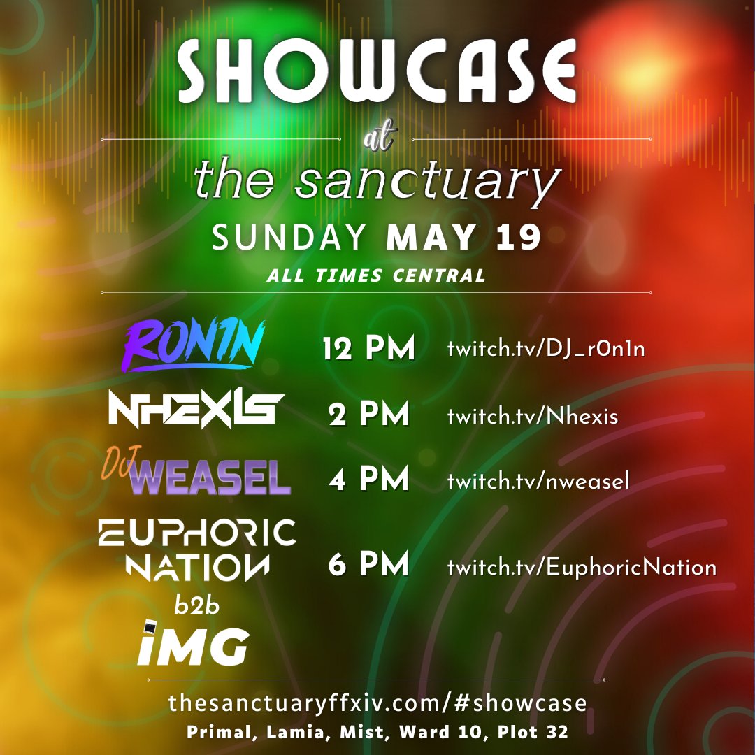 KwehExcalibur's tweet photo. Kweh's very own @DJ_Recca will be in The Sanctuary's FFXIV DJ showcase! Tune in THIS WEEKEND! please share so we can get the area packed for one of our own!
#FFXIV #DJSHOWCASE #kweh  
✿ Details: https://t.co/007bqPgpmh
✿ Discord: https://t.co/P6WUd2qATo https://t.co/KqP37BLBrY
