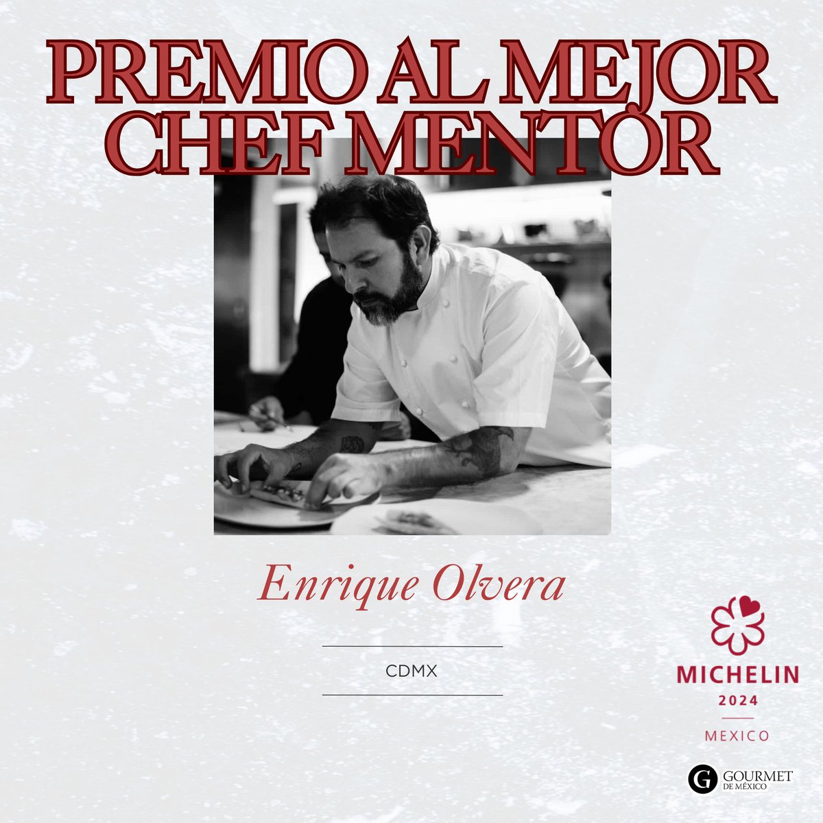 ¡Felicidades @enriqueolvera  por el reconocimiento al mejor chef mentor! Un reconocimiento a su creatividad y maestría en la cocina. 🌟👩‍🍳 #MichelinGuideMX #MichelinStar24 @GuiaMichelin_ES @MichelinMEX