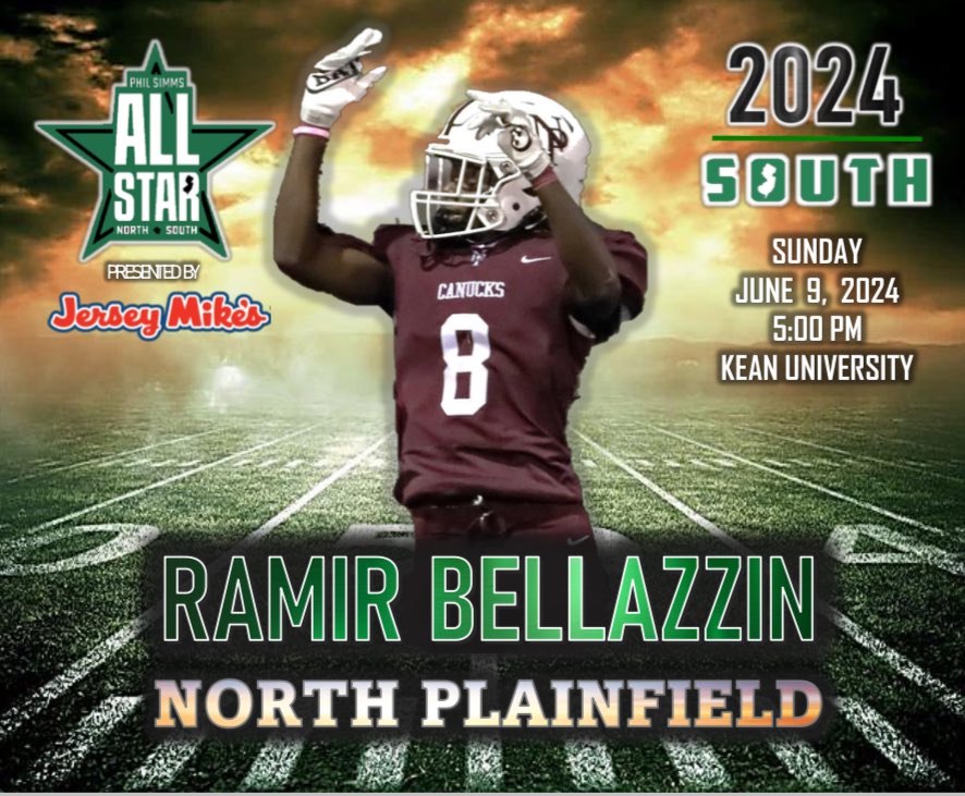 I am blessed to announce that I have received the opportunity to represent North Plainfield High School at the Phill Simms All-Star Game! SOUTH-SIDE ❗️