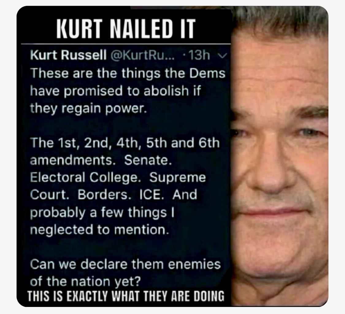 According to Kurt Russell, guess what Dems are planning?  👇 😲