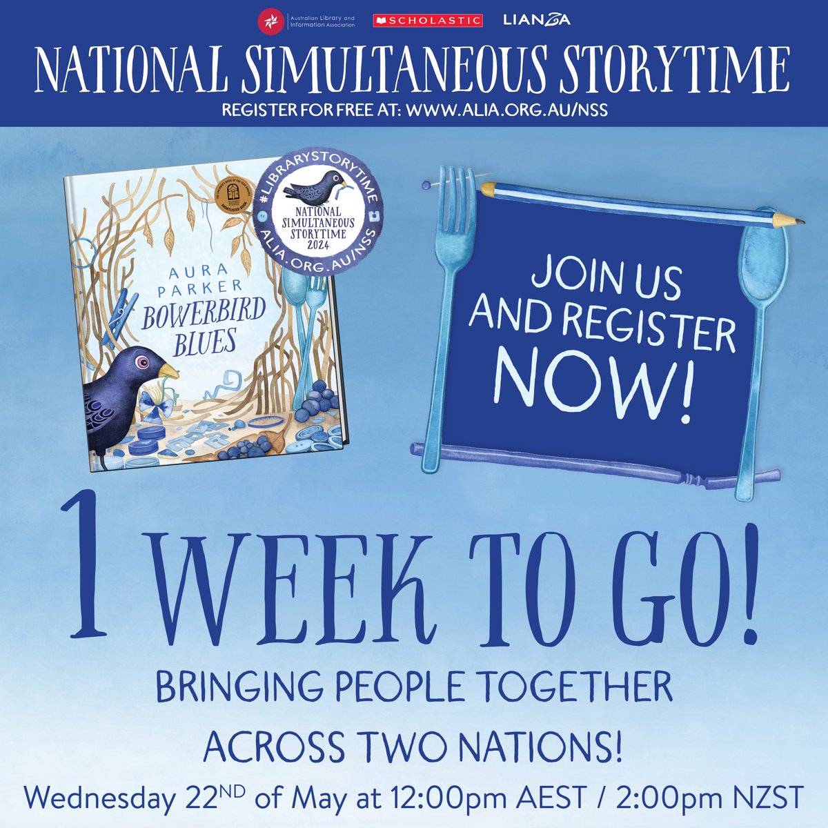 ONE WEEK LEFT! Register to count -> Alia.org.au/NSS @Alianational @LianzaOffice @cityofsydey @AuraParker #Librarystorytime #NSS2024 #millinsofkidsreading