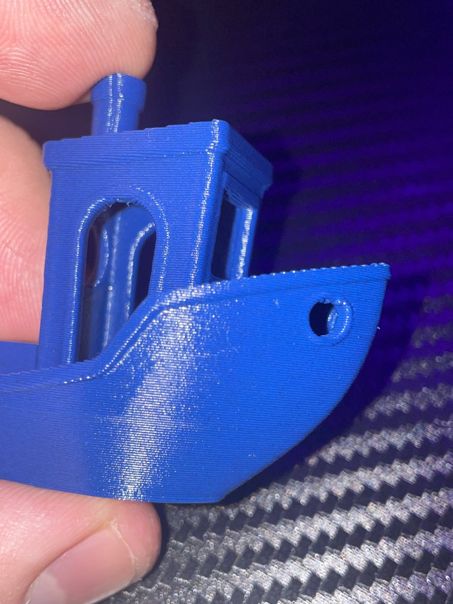 Thank you all for the great stream tonight. The install of the v6 tungsten carbide nozzle with the @Prusa3D XL v6 adapter was a success! Printed this benchie in @AtomicFilament CF Dark Blue PETG after drying it in the @Polymaker_3D polydryer for 7 hours! 

That’s so clean! 🔥