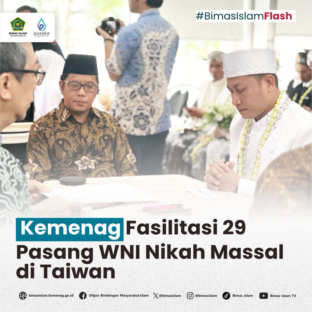 Kemenag Fasilitasi 29 Pasang WNI Nikah Massal di Taiwan Selengkapnya di: bimasislam.kemenag.go.id #kemenag #BimasIslam #sahabatreligi #TemanBimasIslam #nikah #wni #nikahasik