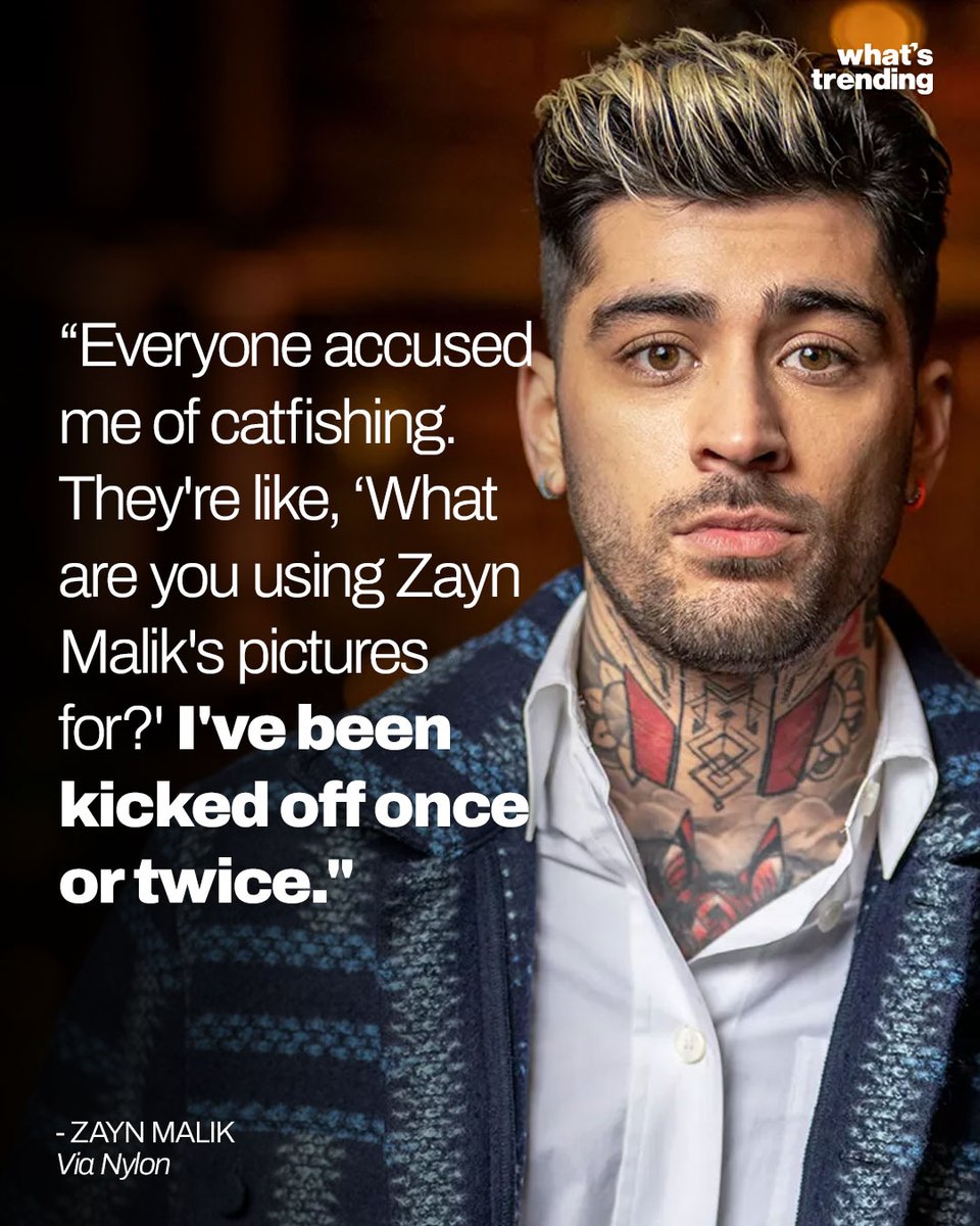 Zayn Malik just revealed that he did take a stab at using dating apps, but had to stop because he was reported as a catfish. 🔗: whatstrending.com/video/zayn-mal…