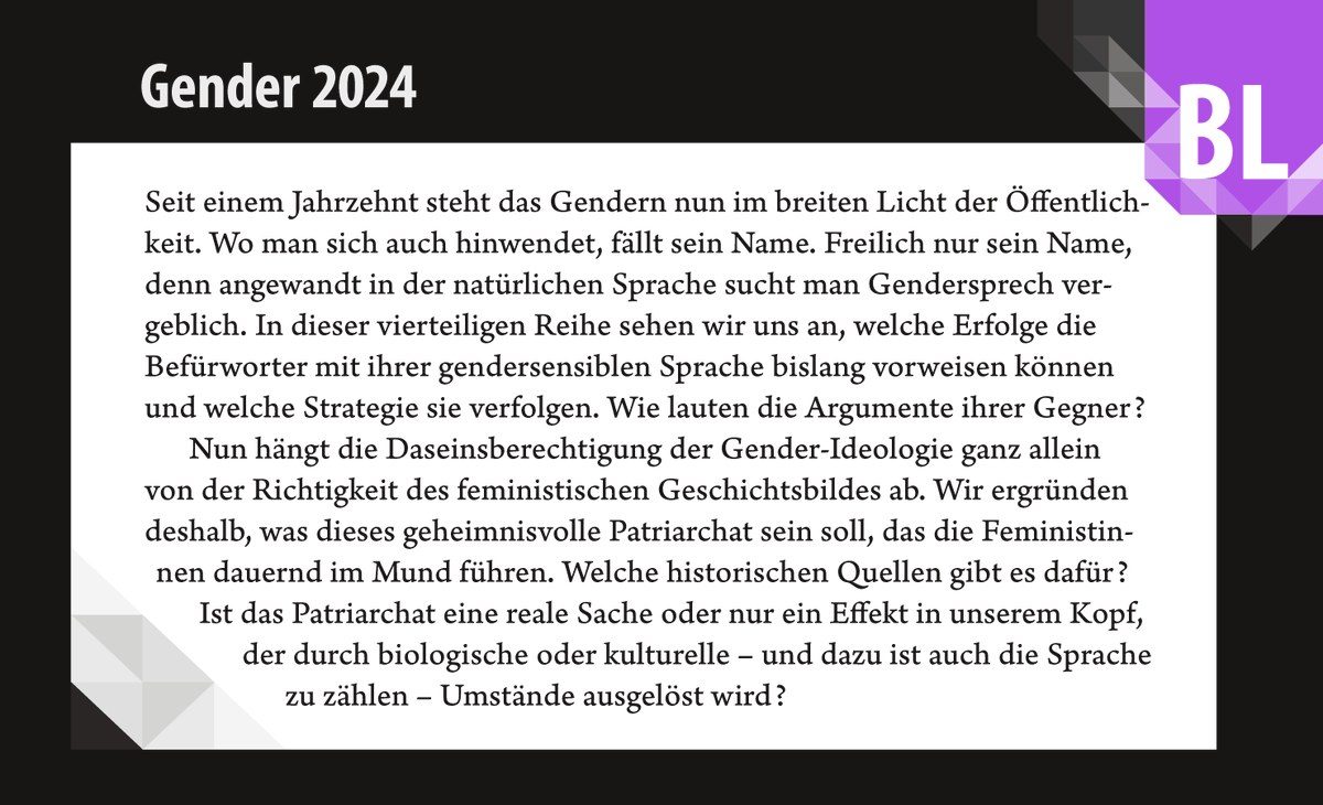 Gender 2024 — Die vierteilige Videoreihe zur Gendersprache ist endlich da! Diesmal im Fadenkreuz: das Patriarchat der Feministinnen.