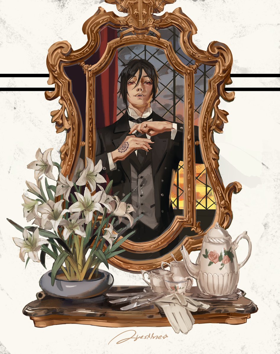 Questtneo's tweet image. A butlers day starts early #kuroshitsuji #sebastianmichaelis