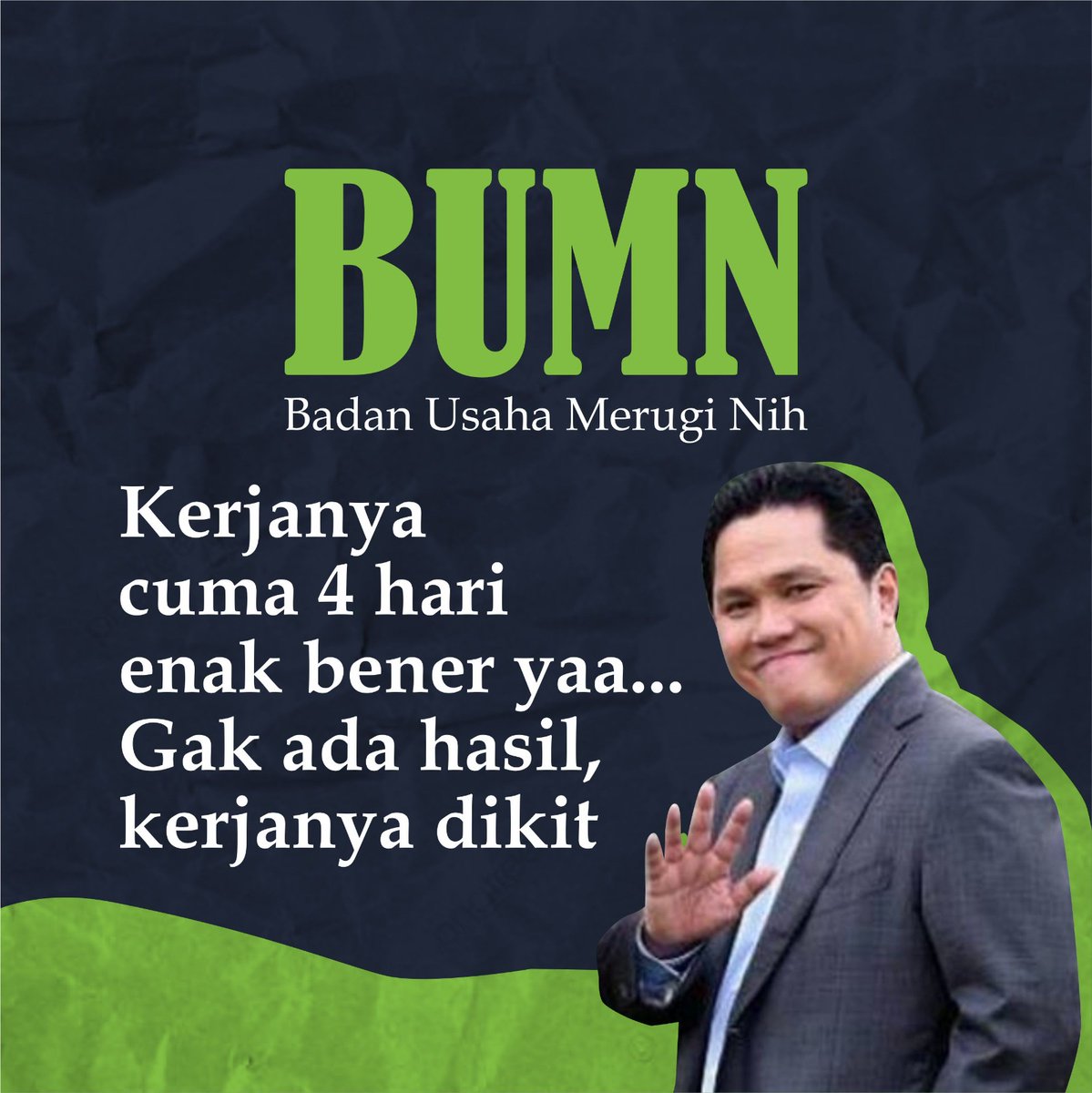 Cing @erickthohir memang kagak tahu diri... Mengapa? Selama menjadi Menteri BUMN carut marut BUMN makin banyak dan makin melebar kemana-mana... Reformasi Akhlak hanya omon- omon belaka... Ah sudahlah!!! @GustiMberkahi @kutang_bolong @KutaReal_X @KepaArgawinata2 @kesittt