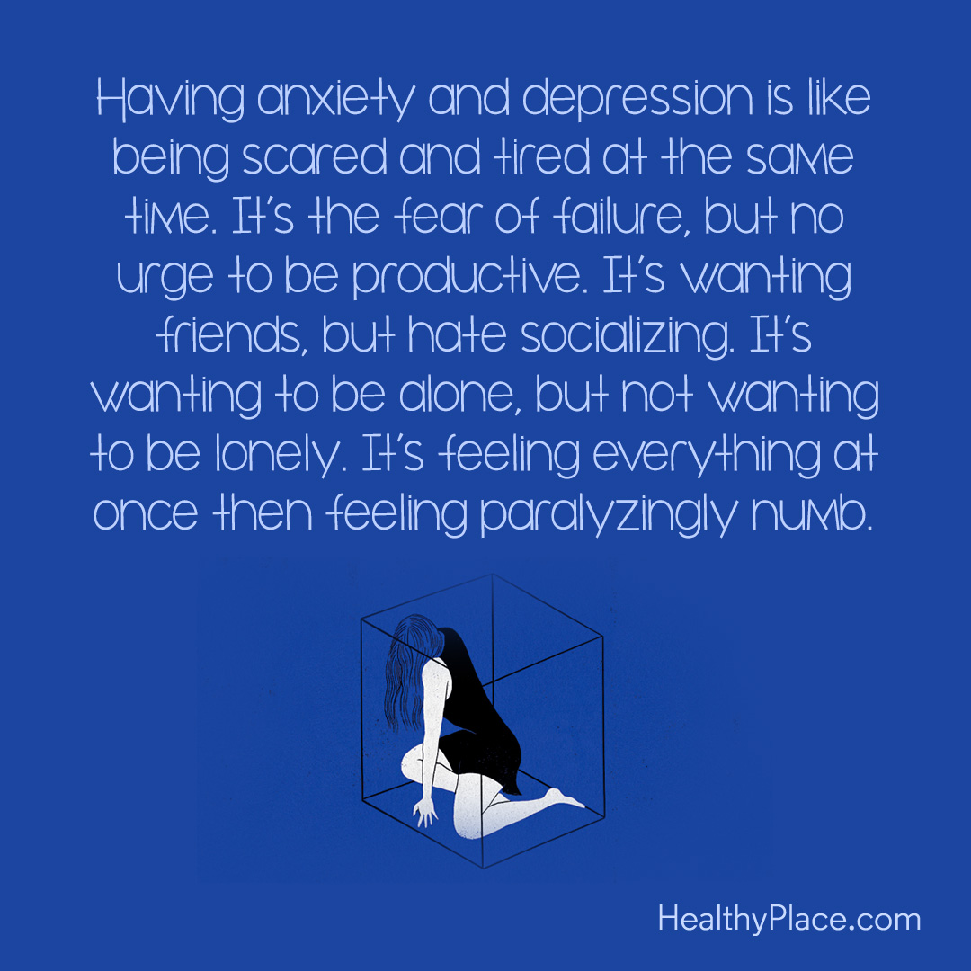#Anxiety & @depression can feel like a storm of conflicting emotions. 🌪️ 'It's wanting to be alone, but not wanting to be lonely.' Can you relate? Share this post to connect with others who understand. #anxietyproblems #HealthyPlace #mentalhealth #mentalillness #mhsm #mhchat