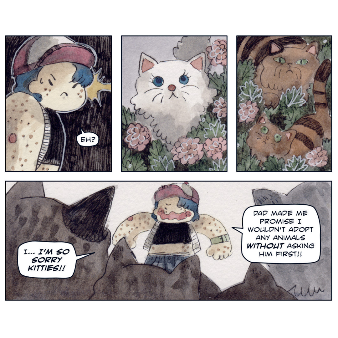 In Marta Selusi's "Bittersweet Ice Cream," a young boy searches his new city for the perfect flavor that will make it all okay again. 

( Also there are cats )

#comics #indiecomic #watercolor