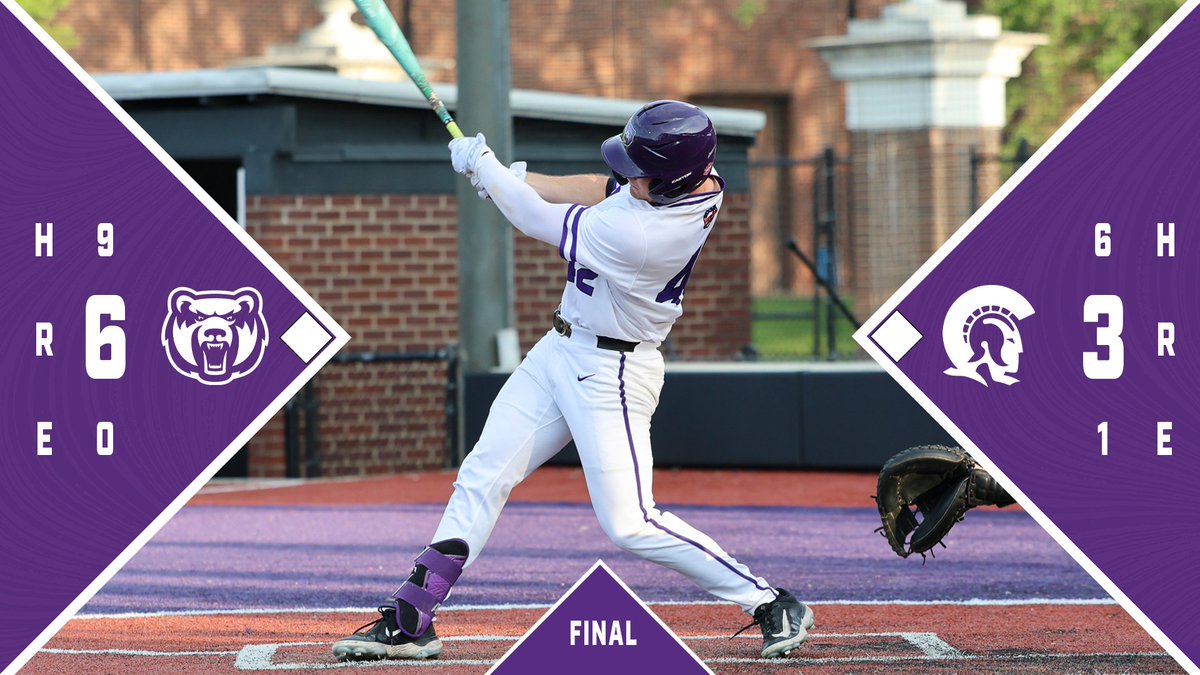 BEARS WIN!!! Mason Griffin gets a bases-loaded K to end it. UCA beats LR 6-3. Zeb Allen 2 for 5 with 2 triples, 2 RBI. Gavin Alveti gets the W, Griffin the S. #BearClawsUp x #FightFinishFaith