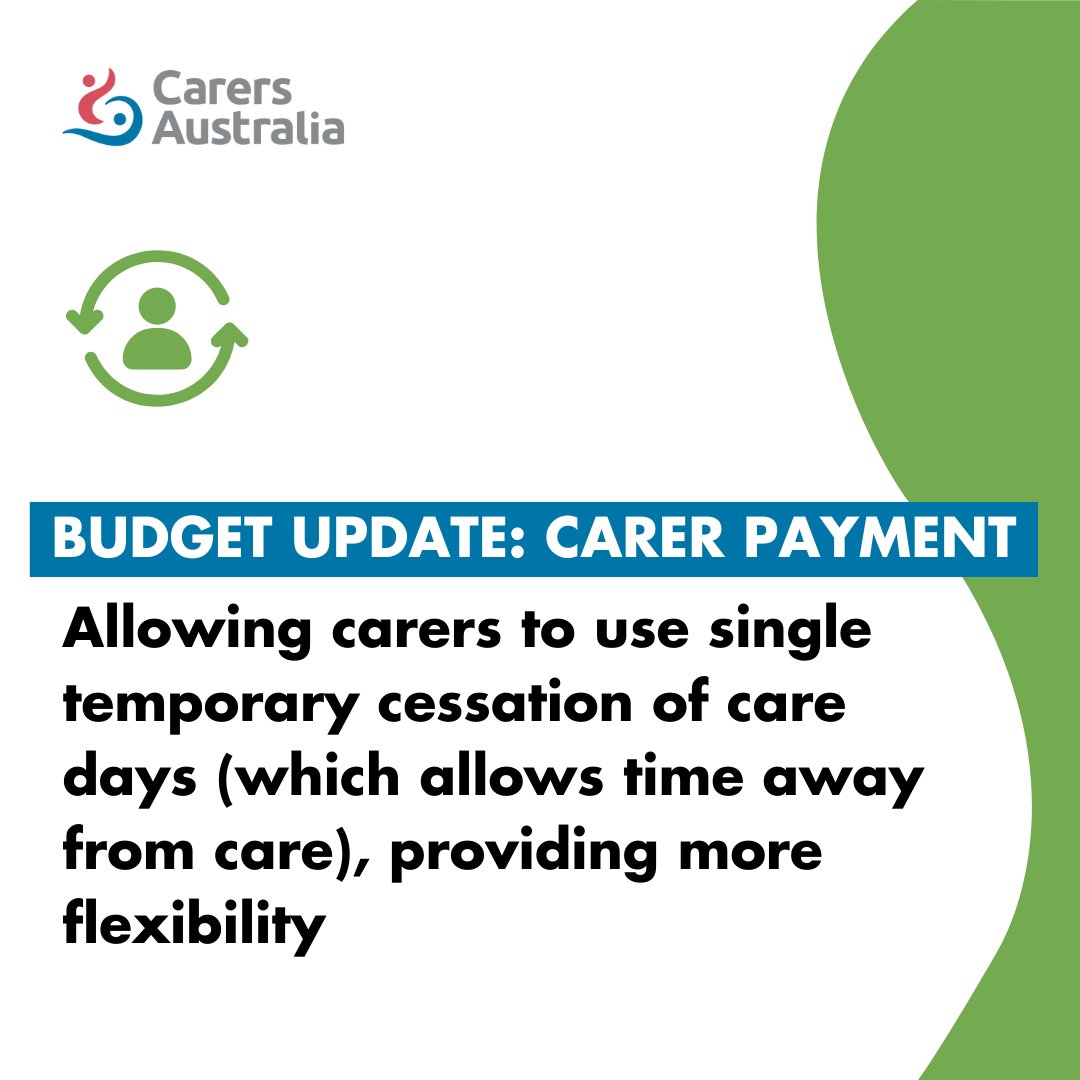 Long-awaited changes to the #CarerPayment were officially announced in last night’s 2024-25 #FederalBudget 👏

We welcome the changes and see them as a step in the right direction, giving carers greater flexibility. The changes include 👇