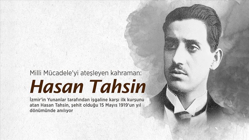 #İzmir'in Yunan askerleri tarafından işgaline karşı düşmana ilk kurşunu atarak #MustafaKemal önderliğinde sürecek Milli Mücadele'nin fitilini ateşleyen kahraman gazeteci #HasanTahsin'in #15Mayıs1919'da katledilmesinin yıl dönümünde saygı, şükran ve minnetle anıyorum. #İlkkurşun