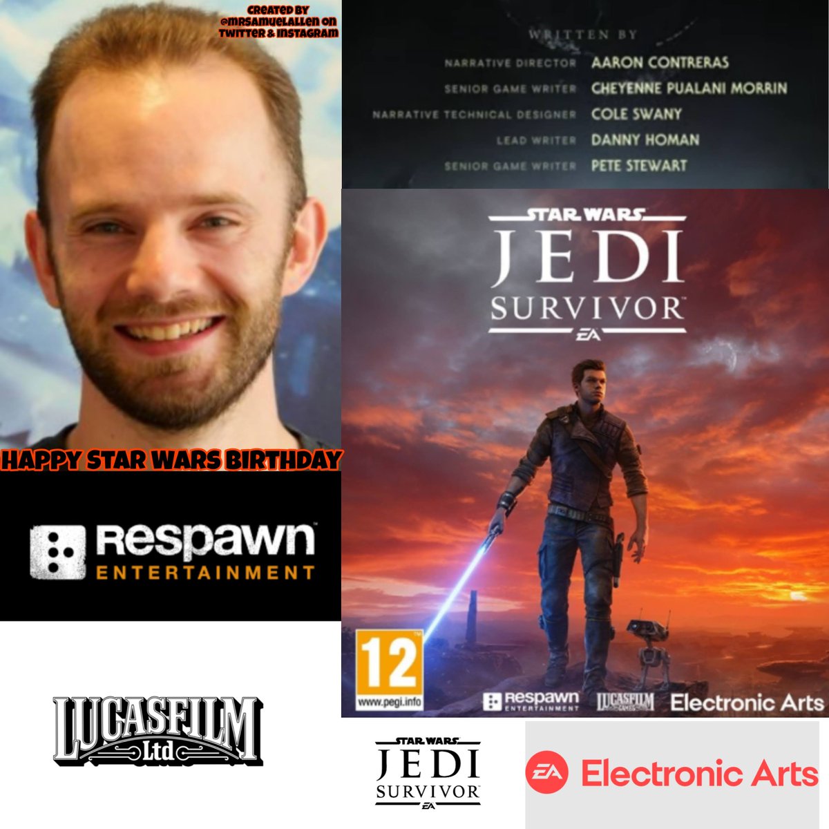 Happy Birthday to @Peter5tewart, he worked as a senior writer in video game #StarWarsJediSurvivor. May he have a good one.
