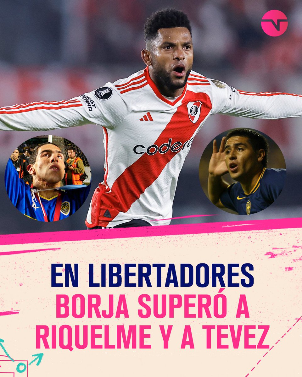 Miguel Borja llegó a los 27 tantos en la Copa Libertadores y SUPERÓ a Carlos Tevez (26) y Juan Román Riquelme (25) en la tabla de los goleadores históricos del torneo ⚽️🏆 Tiene la misma cifra que Oswaldo Ramirez 🇵🇪