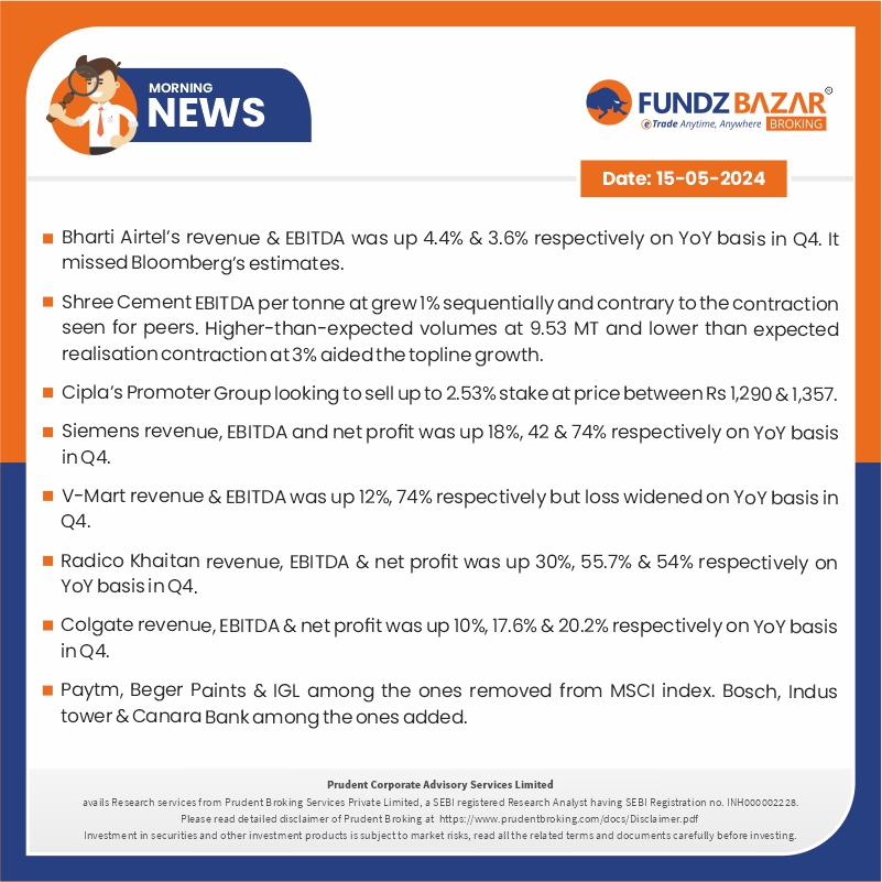 Stay informed with valuable insights on stocks, encompassing news, updates on company results & trending stocks, all with us.

#StockUpdates #Stockinnews #companygrowth #Earnings #Businessnews #Investing #Finance #FundzBazarBroking