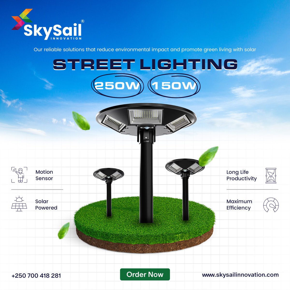 🌟 Illuminate the way forward with SkySail Innovation! 🌿 Our eco-friendly 250W and 150W solar street lighting solutions are paving the path towards a greener tomorrow. Join us in our mission to reduce environmental impact while brightening communities. 💡 #SkySailInnovation