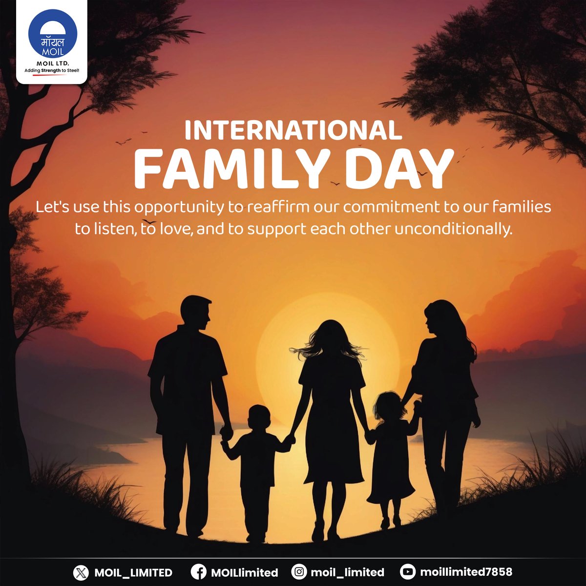 Families are the heart of our communities. On International Family Day, we celebrate the bonds that build our strength and resilience. #FamilyUnity #MOIL #HarEkKaamDeshKeNaam #InternationalFamilyDay