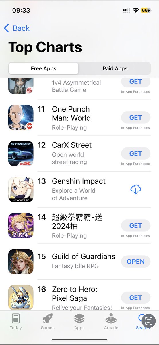 Singapore App Store charts in realtime. LFGOG.