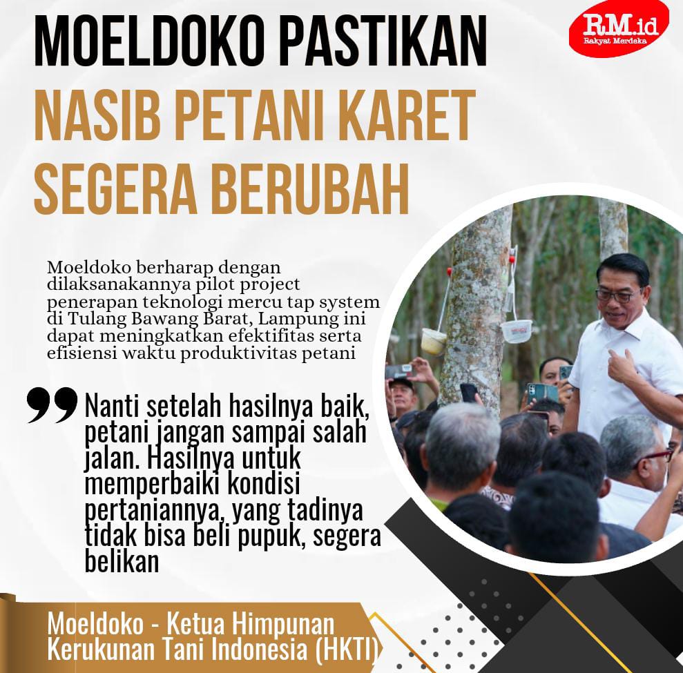 Moeldoko yang juga selaku Ketua Himpunan Kerukunan Tani Indonesia (HKTI) bekerja sama dengan PT. Mercu BioTech Nusantara untuk penggunaan teknologi mercu tap system.
#MoeldokoPeduliPetaniKaret