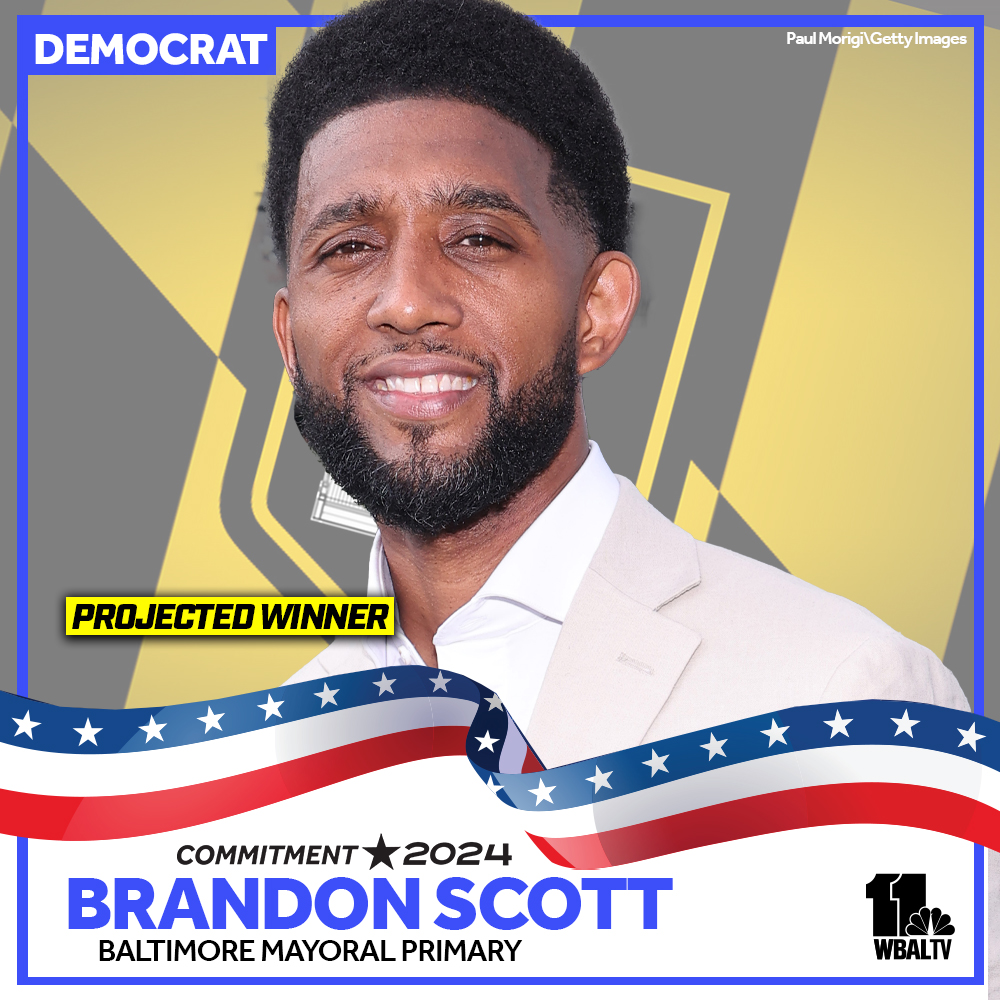 The Associated Press projects incumbent Mayor Brandon Scott to win the Democratic nomination for Baltimore City mayor. Full details: on.wbaltv.com/3QJdBvQ