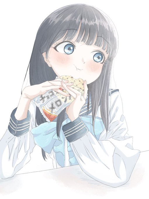 「eating school uniform」 illustration images(Latest)