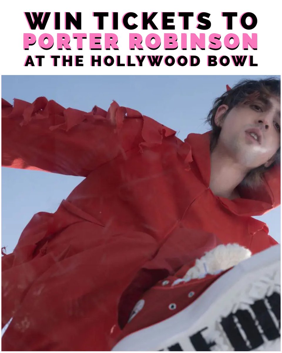 We have tickets to give away for @porterrobinson’s show at the @HollywoodBowl on Friday, Oct. 11! Touring in celebration of his third studio album SMILE! :D, Porter will debut a totally new live production, which will include a full live band. @ericdoa opens!