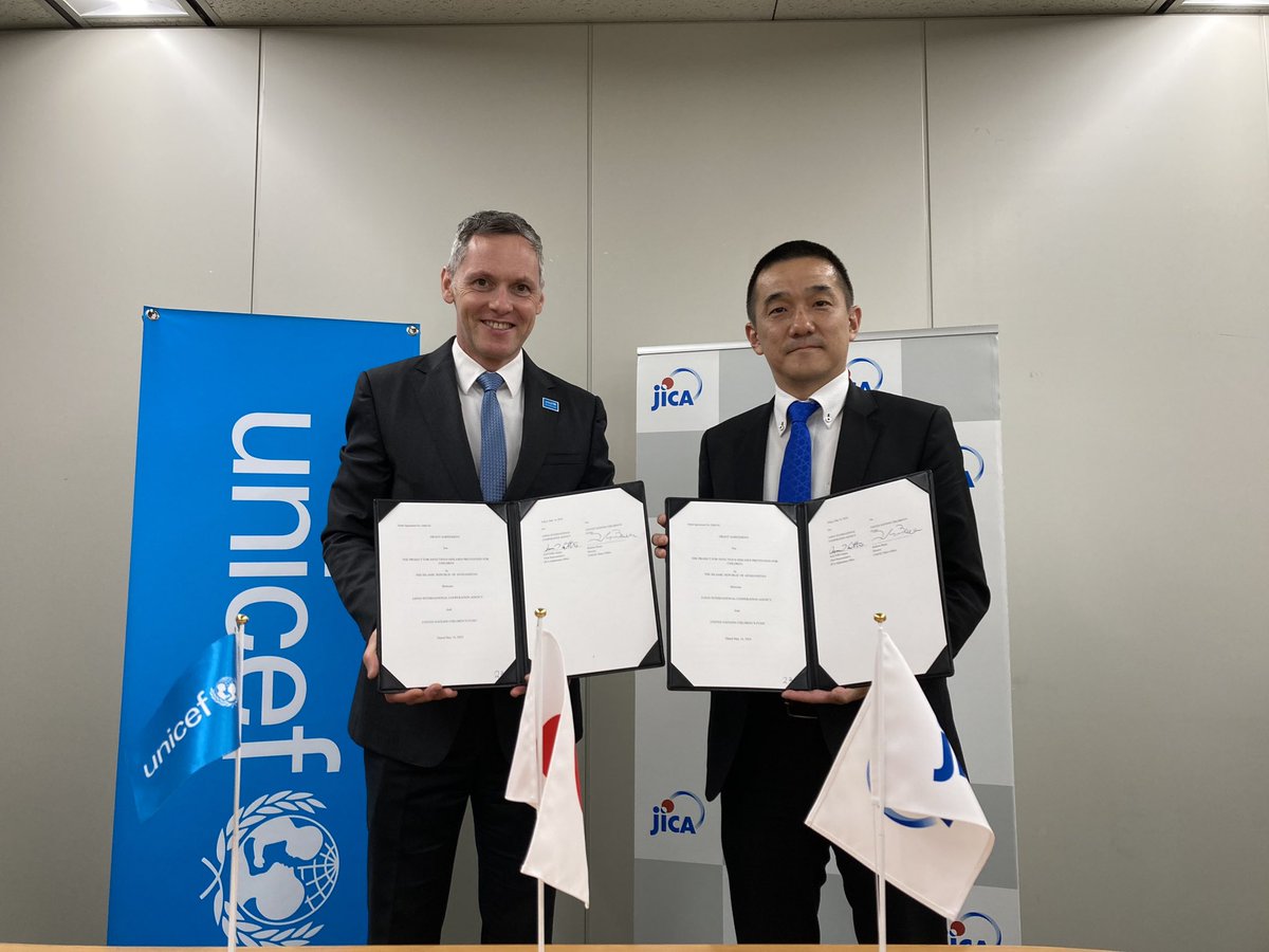 It was an honor to sign a USD 6.9 million grant agreement with @jica_direct to deliver essential vaccines for children and women in #Afghanistan. This @JapanGov support will help protect vulnerable children from diseases, including polio, providing key immunization services.