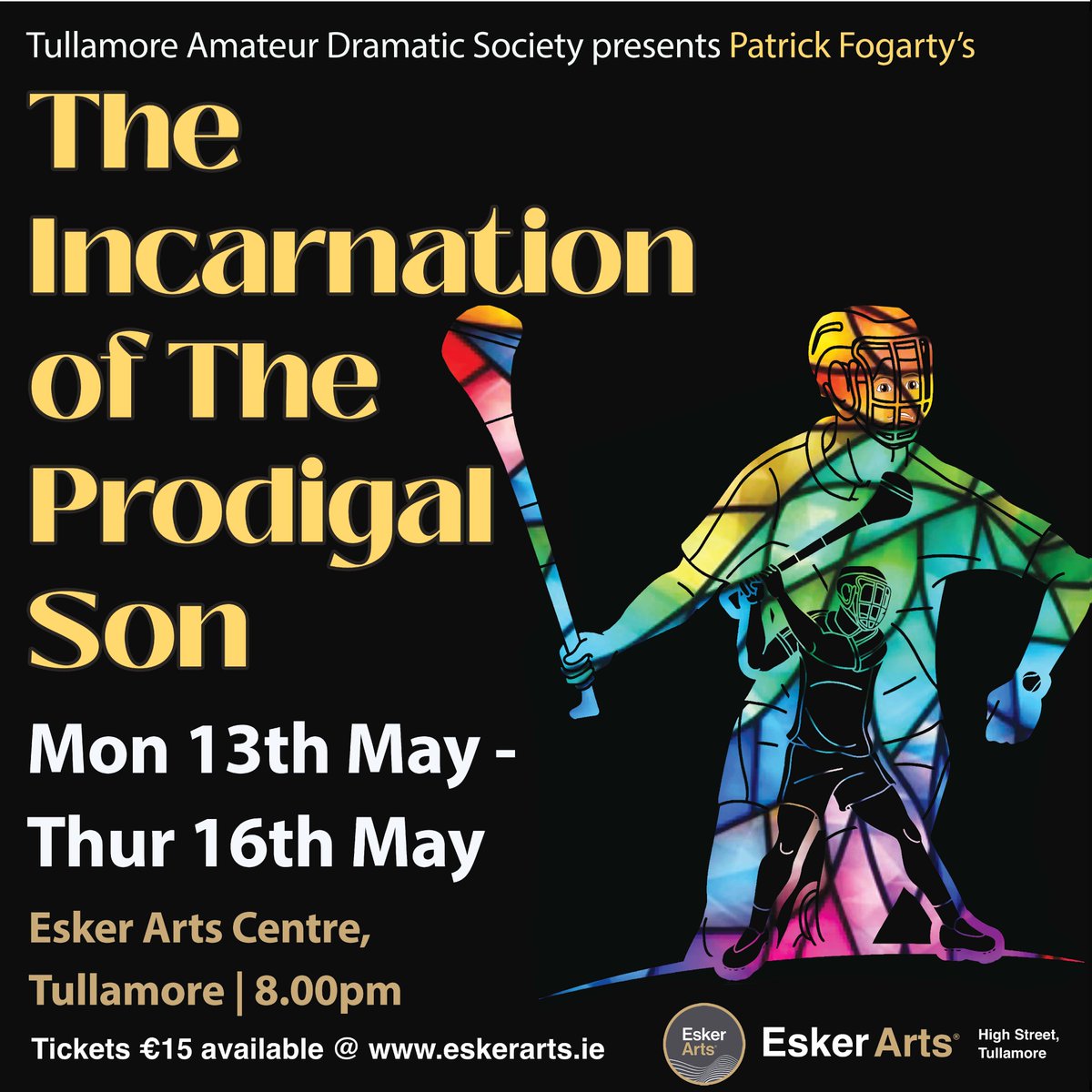 TADS welcomes you to Esker Arts Centre - Mon 13th - Thurs 16th May - with a story of redemption and the supporters around Knock na Geena GAA! Tickets available at eskerarts.ie/events/incarna… 

<a href="/tullamoregaa/">Tullamore GAA</a> <a href="/visitoffaly/">Offaly Tourism</a> <a href="/Offaly_GAA/">Official Offaly GAA</a> <a href="/MoneygallGAA/">Moneygall GAA</a> <a href="/TourismIreland/">Tourism Ireland</a> <a href="/IrishWritersCtr/">Irish Writers Centre</a>