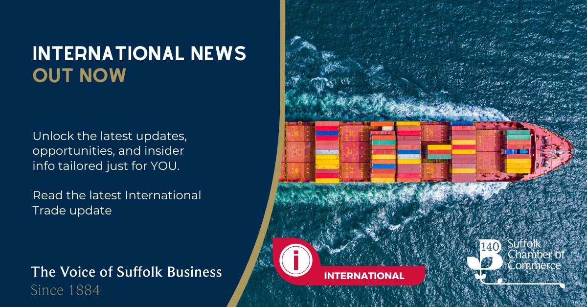 🚢 Discover the Power of International Trade with Suffolk Chamber of Commerce✈️ Read the latest International Trade update 🔗mailchi.mp/suffolkchamber… #ChamberOfCommerce hashtag#InternationalTrade hashtag#GlobalOpportunities hashtag#suffolkbusiness