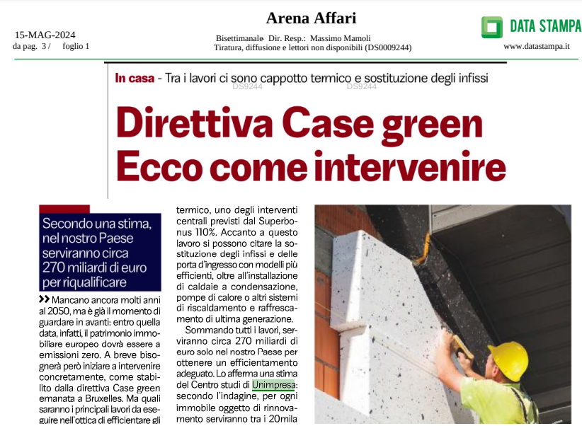 ✒️ #unimpresa su L'Arena – Direttiva Case green. Ecco come intervenire 👉 unimpresa.it/larena-diretti… #️⃣ #casegreen