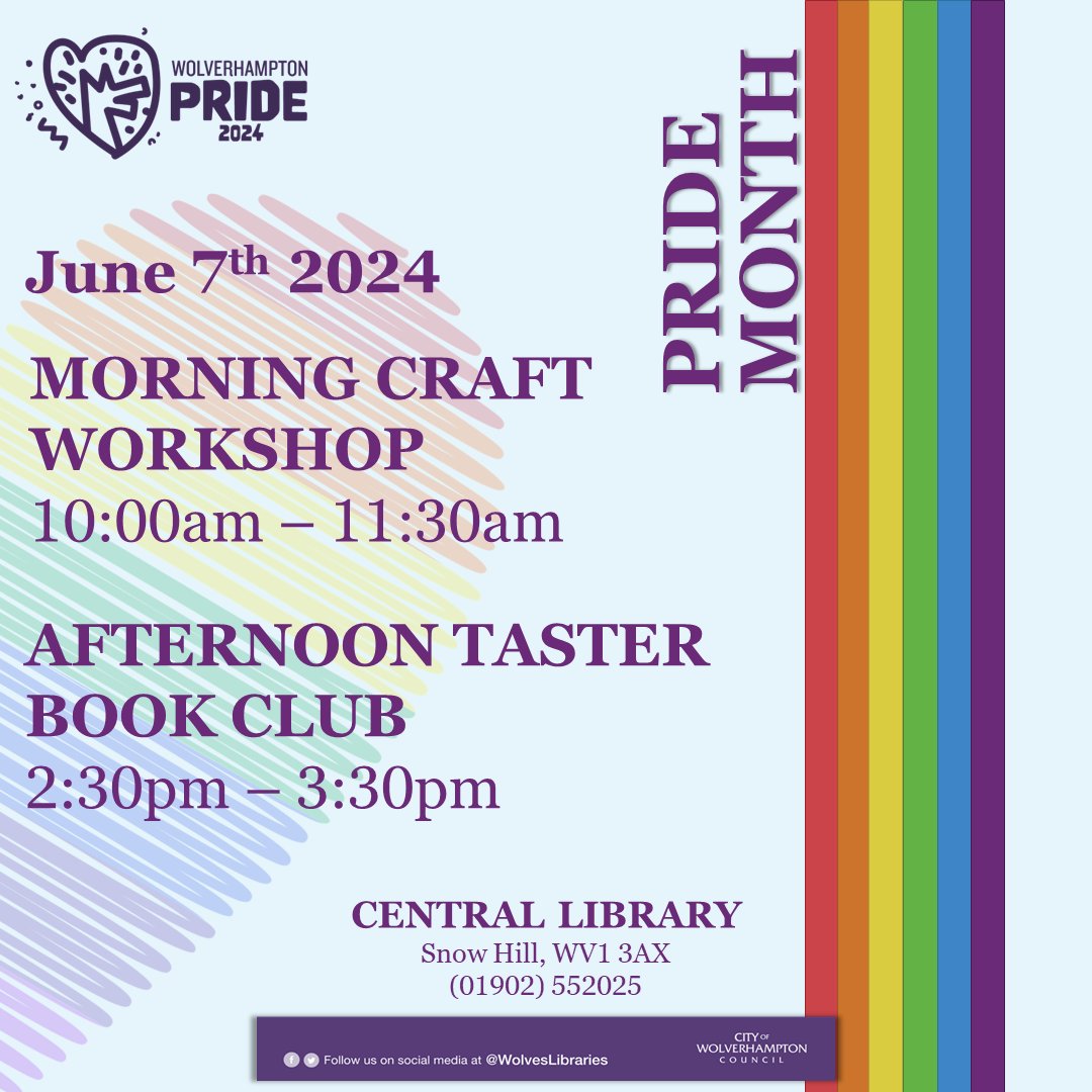 🌈Get ready to celebrate PRIDE with us at Central Library on June 7th! 🌟 Join us for a vibrant day of embracing diversity, individuality, and the rich tapestry of LGBTQ+ literature and culture. Details: bit.ly/4aefB6d