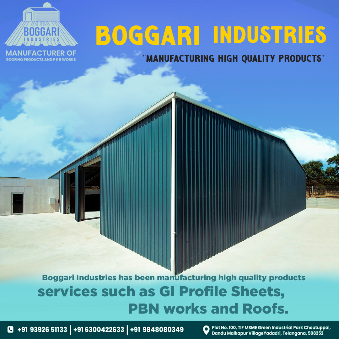 'Redefine durability and style with Boggari Industries' roofing sheets and PEBS! Elevate your buildings with unparalleled quality and aesthetic appeal.'

Call :+91 98480 80349

#roofing #roofingsheets #HomeMaintenance #roofingservices #RoofInstallation #roofrepair