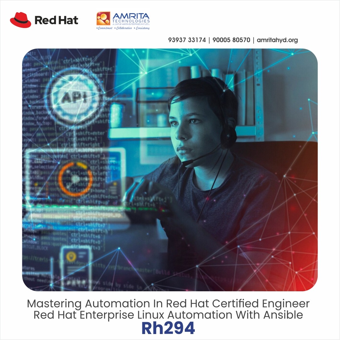 'Unlocking Efficiency: Mastering Automation with RH294 - Empower Your Skills: RH294 Red Hat Automation Mastery'
Visit: amritahyd.org
Enroll Now- 90005 80570
#AmritaTechnologies #amrita #LinuxMastery #RH294 #LinuxAutomation #linuxautomationansible #do374course