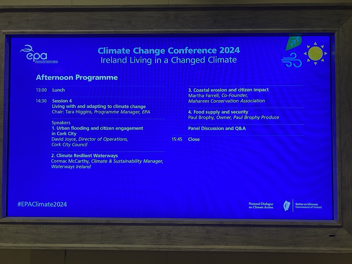 Attending the Climate change conference here in Dublin Castle. Over 800 delegates and an interesting line up of speakers . #EPAClimate2024