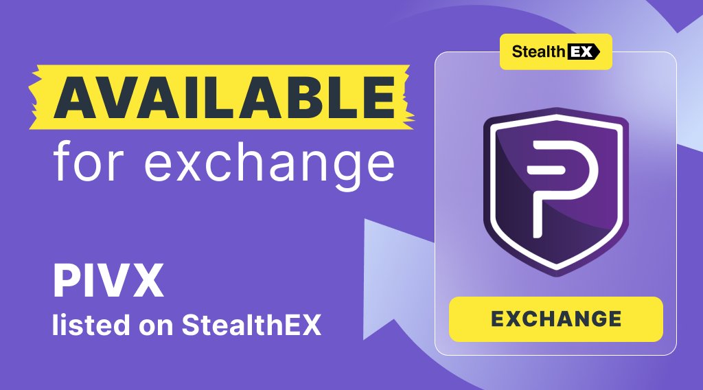 Take care of your privacy and use custody-free exchange to buy #PIVX 🔒 @_PIVX is a #P2P currency featuring advanced user data protection features, #PoS consensus algorithm, and more Get $PIVX on StealthEX now! 👉 stealthex.io/?to=pivx 👈 Swap 1500+ assets limitlessly 🦾