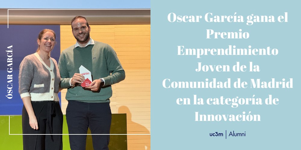 🚀🏆 ¡Enhorabuena a nuestro #AlumniUC3M Óscar García por ganar el Premio Emprendimiento Joven de la @ComunidadMadrid en la categoría de Innovación Tecnológica!
✨Su trabajo es un ejemplo de innovación y compromiso.
Lo contamos aquí:
uc3m.es/ss/Satellite/A…