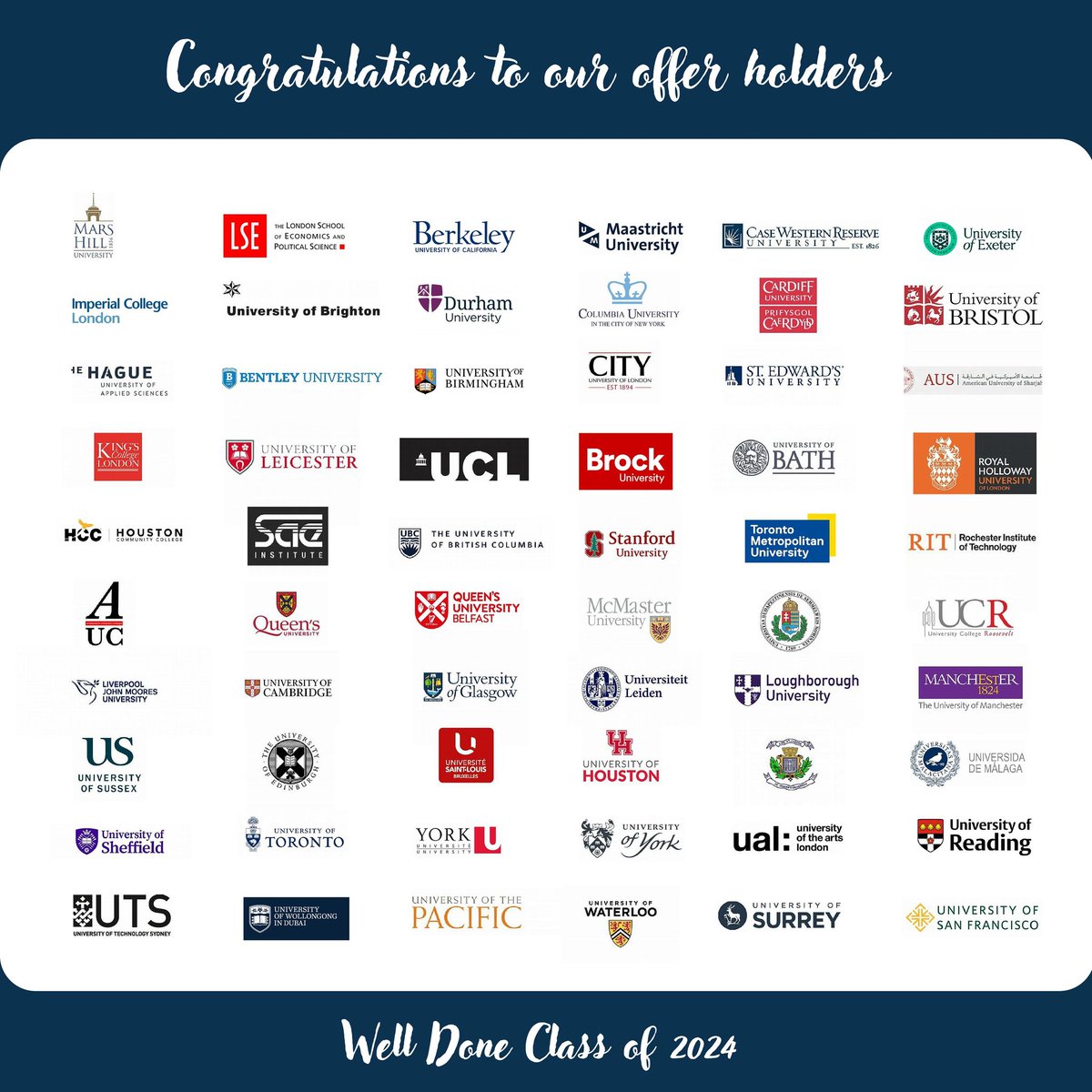 Delighted but not surprised by the fantastic university offers for #classof2024. What a talented bunch! <a href="/HartlandIntl/">Hartland Intl School</a> @COBISorg @BSMEorg <a href="/KHDA/">KHDA | هيئة المعرفة والتنمية البشرية بدبي</a>