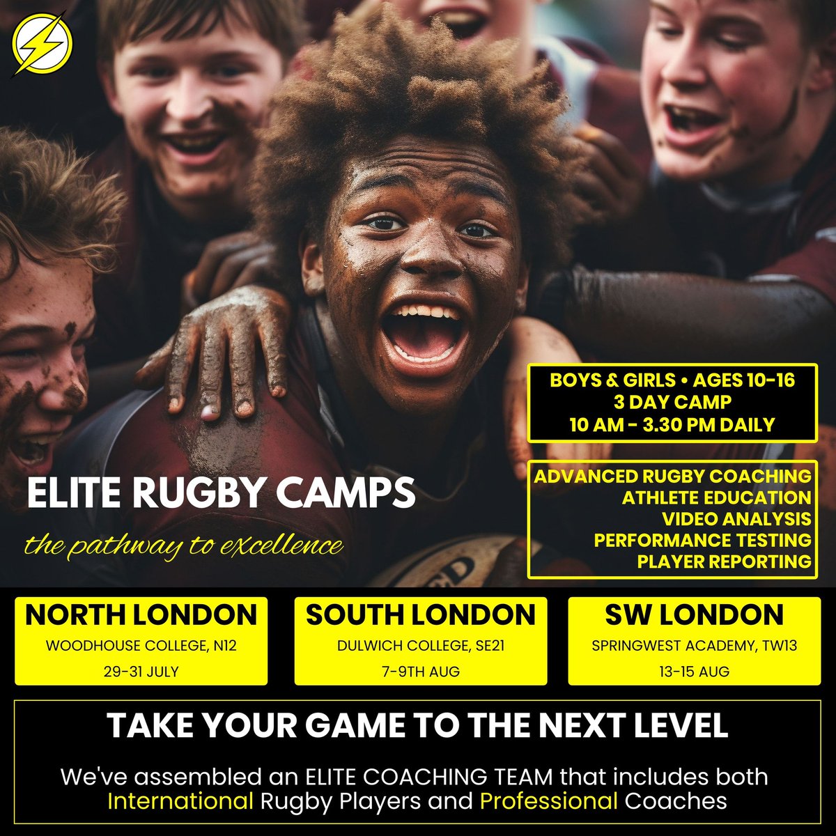 📣 Announcing the launch of my Elite Rugby Camps for this Summer. Designed for players aged 10-16 who have aspirations to go to that next level

Locations in North, South and SW London. International and Elite coaching team in attendance! 💪🏽

#rugbyunion #rugbyleague