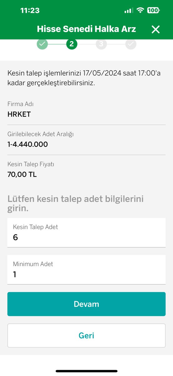 ☑️ #HRKET halka arzına 6 lot olacak şekilde katılım sağladım. 📊 Tüm yatırımcılarına hayırlı olsun! 🚀 Bol bol tavan gitsin! #borsa #halkaarz #hrket #FinancialFreedom