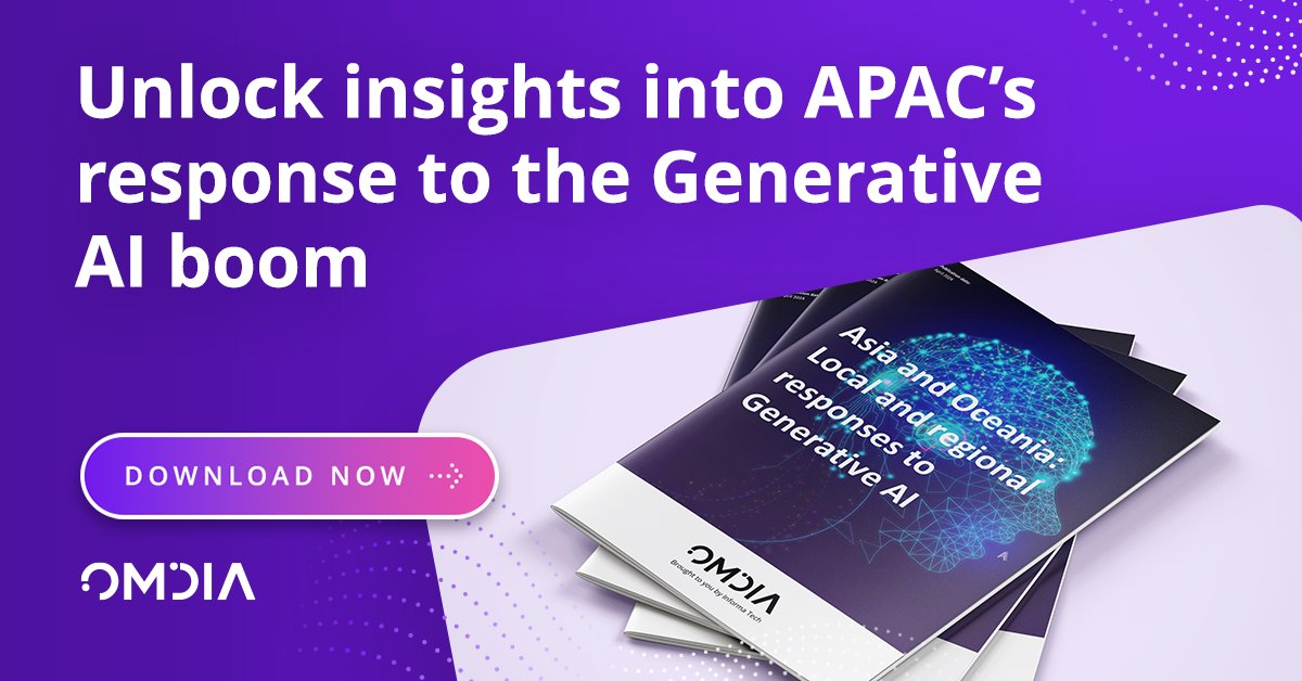 Explore #GenerativeAI's rise in #APAC with #Omdia's latest report. Gain actionable insights into key regional trends and stay ahead in this dynamic field. Register your interest and gain a competitive edge today: omdia.tech.informa.com/insights/2024/…] #GenAI #APAC