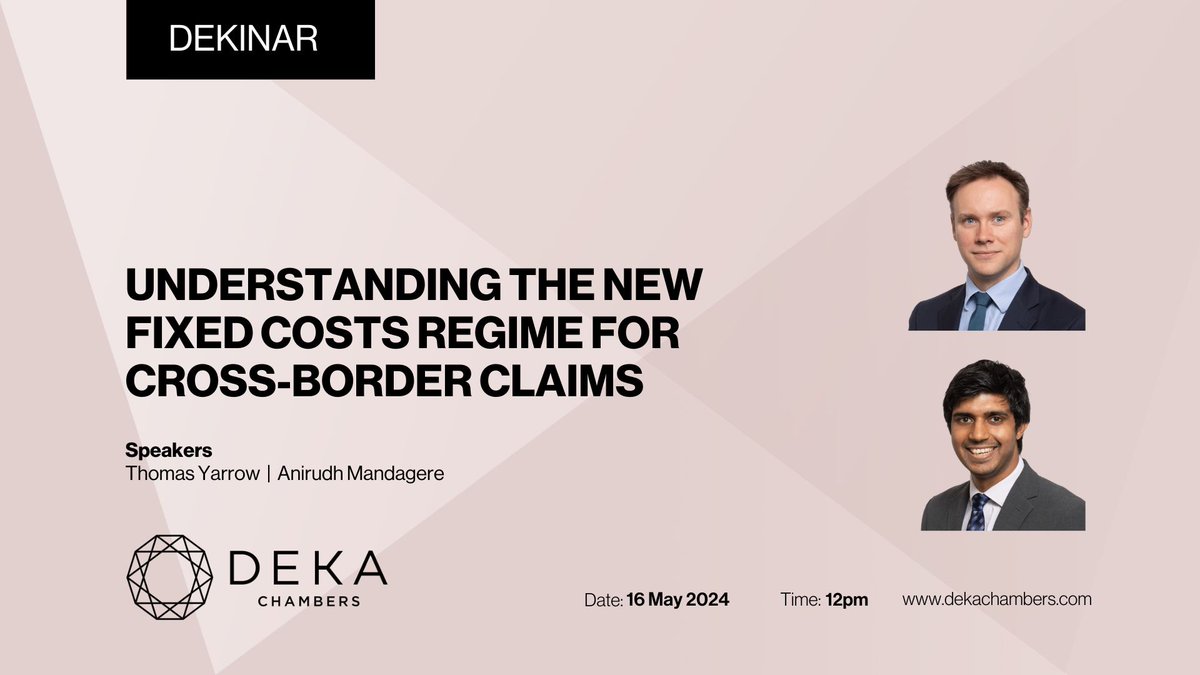 There's still time to register for tomorrow's #webinar when Thomas Yarrow & Anirudh Mandagere will look at the new fixed costs regime with a specific eye on its impacts on litigation with a cross-border element. Register here: ow.ly/BaTa50RFGgi #fixedcosts #travellaw