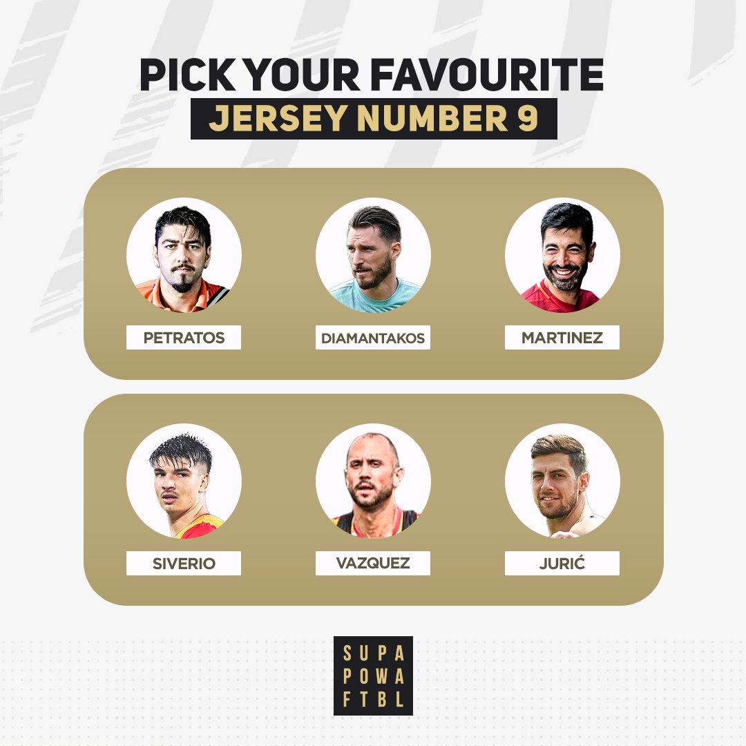 Six talented players to choose from 👀 

Tell us your favourite #9 in the comments! ⬇️ 

#ISL #ISL10 #MBSG #petratos #KBFC #diamantakos #FCGoa #CarlosMartinez #JFC #siverio #EastBengalFC #victorvazquez #NEUFC #tomijuric