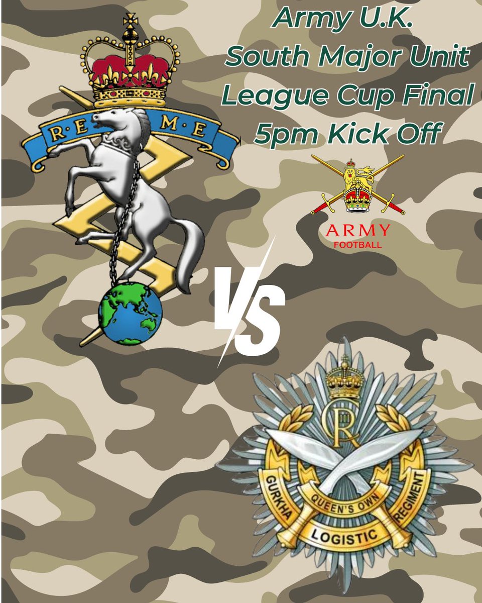 Attention! 🫡 We have a treat for you tonight! 🏆 - Army U.K South Major Unit League Cup Final 🤝 - 8 REME v 10QOLGR 🏟️ - Homelands Stadium TN26 1NJ 🕔 - 5pm Kick Off 🎟️ - Free Entry 🍺 - Bar open from 5pm #AUFC #coynab