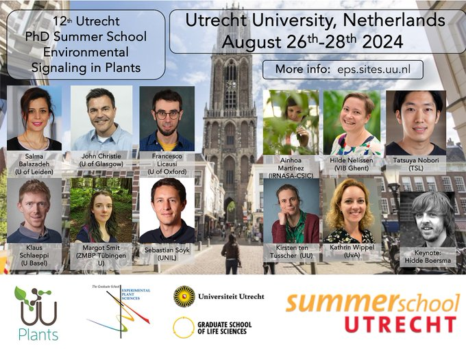 Join the : 12th Utrecht PhD Summer School “Environmental Signaling in Plants” with fantastic speakers !!! Date: 26th - 28th of August 2024 Registration: open (deadline 1st of June) eps.sites.uu.nl/registration/